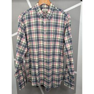 Taylor Stitch Plaid Organic Cotton Shirt Mens 42 Large Blue Rose Green Button Up